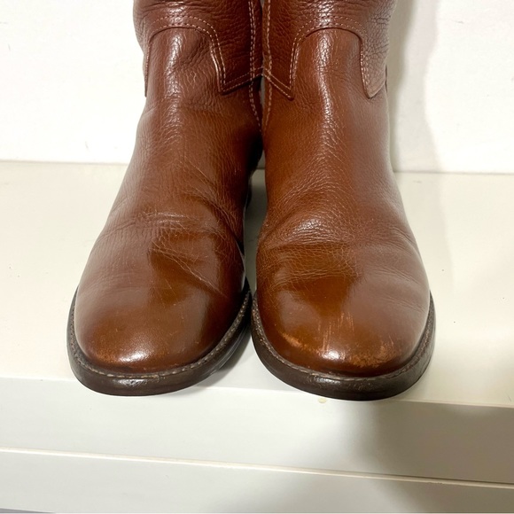 Tory Burch Junction Tumbled Leather Low Heel Knee High Riding Boots - Picture 11 of 16